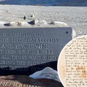 Memorial for George Mallory, and inset, his final letter