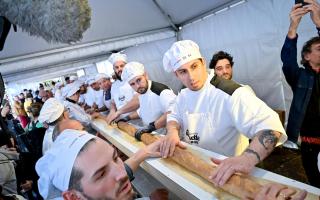The world record for baking the longest baguette has been broken in France (Ville de Suresnes/Yazid Menour/PA)