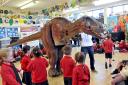 Goostrey primary welcomed the giant dinosaur into the classroom