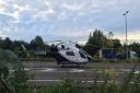 An air ambulance on the scene of a serious crash on the M25 between Orpington and Sevenoaks. Picture: Marco Cravero