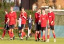 Knutsford head back to the centre circle after a goal in their 1-0 win against Daten last week. Picture: MKS photo