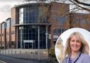 Cheshire East Council's HQ and, inset, Esther McVey