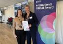 Egerton Primary School's global learning lead Stephanie Taylor-Wattam and former head teacher Alison Hooper received the International School Award in London