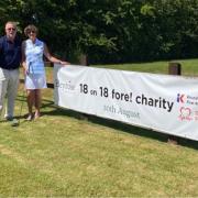Heyrose Golf Club captain Nick Shennan and lady captain Kathy Smith launch their charity challenge