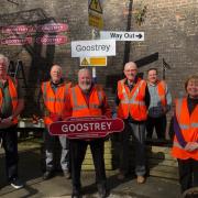 Proud Friends of Goostrey Station, from left, Dave Roberts, Craig Sidebotham, Bill Macdonald, Mike Jarvis, Gavin Hollinshead and Maggie Sidebotham in the picture shortlisted for a national award