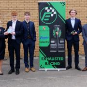 Wilmslow High School  students through to the national finals of a motor racing design competition with Kate Naylor, sales advisor at Jones Homes Bollins Park