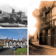 Barnton Hill and ICI in the 1920s (top left), Winnington Old Hall (bottom left) and an old picture of Witton Street