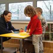 Clare Roberts, chief executive officer of Kids Planet, becomes an apprentice for the day at Kids Allowed Knutsford