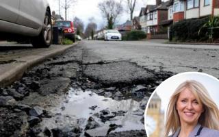 Esther McVery, inset, has criticised Cheshire East Council's approach to potholes