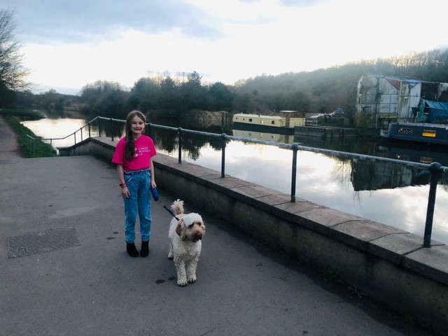 Charley walked every day with her mum and Cockapoo Bobbie