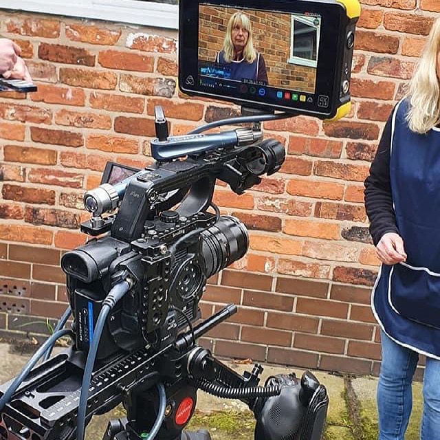 Jane Ainley on the set of TV sitcom Green Fingers