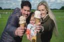 Adam Brown and wife Becky, with daughter Harriet and their award-winning ice cream
