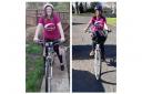From left, Lynne Mirrilly and Lysiane Gilmour are mounting as virtual bike to raise funds for a tablet to make a difference the lives of the residents they care for