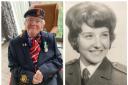 Joan in 2023 and in 1963 during her service in the Queen Alexandra's Royal Army Nursing Corps