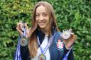 Abby Comline with the four silver medals she won at the Commonwealth Games Lifesaving Championships 2023