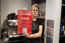 Louise Metcalfe with the 'We don't want Holmes Chapel to be closing down' campaign poster