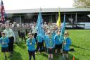 Wharfedale District Scouts gather at Otley Rugby Club for a St George's Day parade