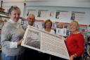 Group of people at Penketh Library and the Friends group have done a booklet commemorating everyone on the war memorial.L to R Carol speakman , Ron green, Jane Forshaw, Susan Morris and Mary Ross