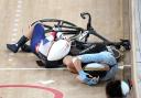 Great Britain's Laura Kenny after a crash during the Women's Omnium Scratch Race 1/4 at the Izu Velodrome on the sixteenth day of the Tokyo 2020 Olympic Games in Japan. Picture: PA