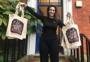 Harriet Henry of The Tea Room with the Shop Local Knutsford bags Picture: Sandra Curties