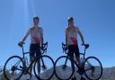 Joe Bergin and Pat Brogan at the top of the  Tour de France mountain Alpe d'Huez Pictures: Brain Tumour Research