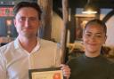 Rose and Crown general manager Kieran Dean and assistant manager Zara Malkin  2023 pub of the season by the local branch of the Real Ale Society CAMRA