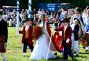 Knutsford May Queen Amelie McGill Anglin arrives at The Heath for her coronation