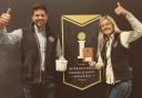 Adam and Becky Brown celebrate winning a gold award for their vanilla ice cream at the International Cheese and Dairy Awards 2023