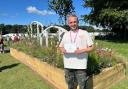 Callum Corrie proud to win a gold medal  for his long border entitled 'Picture Perfect' at the RHS Tatton Flower Show