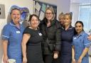 Breast cancer survivor Kirsty Snape, centre, thanks Christie staff for saving her life