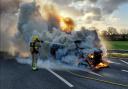 Fire crews attended a car fire on the M6 near Lymm
