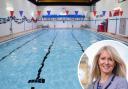 Knutsford Leisure Centre and, inset, Esther McVey MP