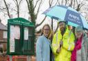 From left, Cllr Julie Smith chairman Handforth Town Council, Gareth Foster assistant site manager Anwyl Homes and Cllr Sue Moore
