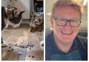 Cats Flat White and Long Black with the cat coffee beans, and barista Mark Lee-Kilgariff