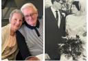 Pat and Chris Miller celebrating their diamond wedding anniversary, and on their wedding day