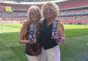 Michelle Haselden and Karen Pearson at Wembley Stadium with their Let Girls Play awards presented by the FA