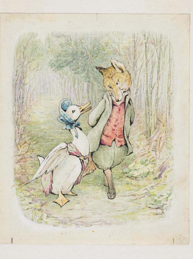 Knutsford Guardian: A Beatrix Potter watercolour and ink on paper illustration, The Tale of Jemima Puddle-Duck artwork, dated 1908, which will be on show at the Beatrix Potter: Drawn to Nature at the Victoria and Albert Museum, London, February 12, 2022 – January 8, 2023. Undated handout via PA.