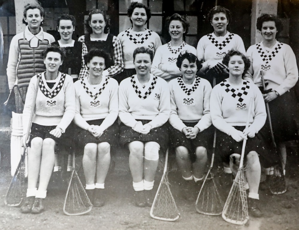 Jenny Holbrook, front row second from right, as member of the north of England Lacross team in 1948/49
