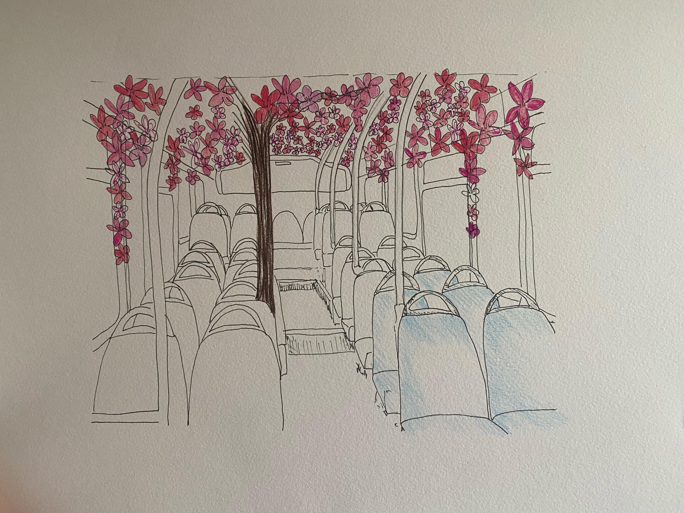 An artists impression of the Hanami Cherry Blossom Bus. Picture: Wild Rumpus