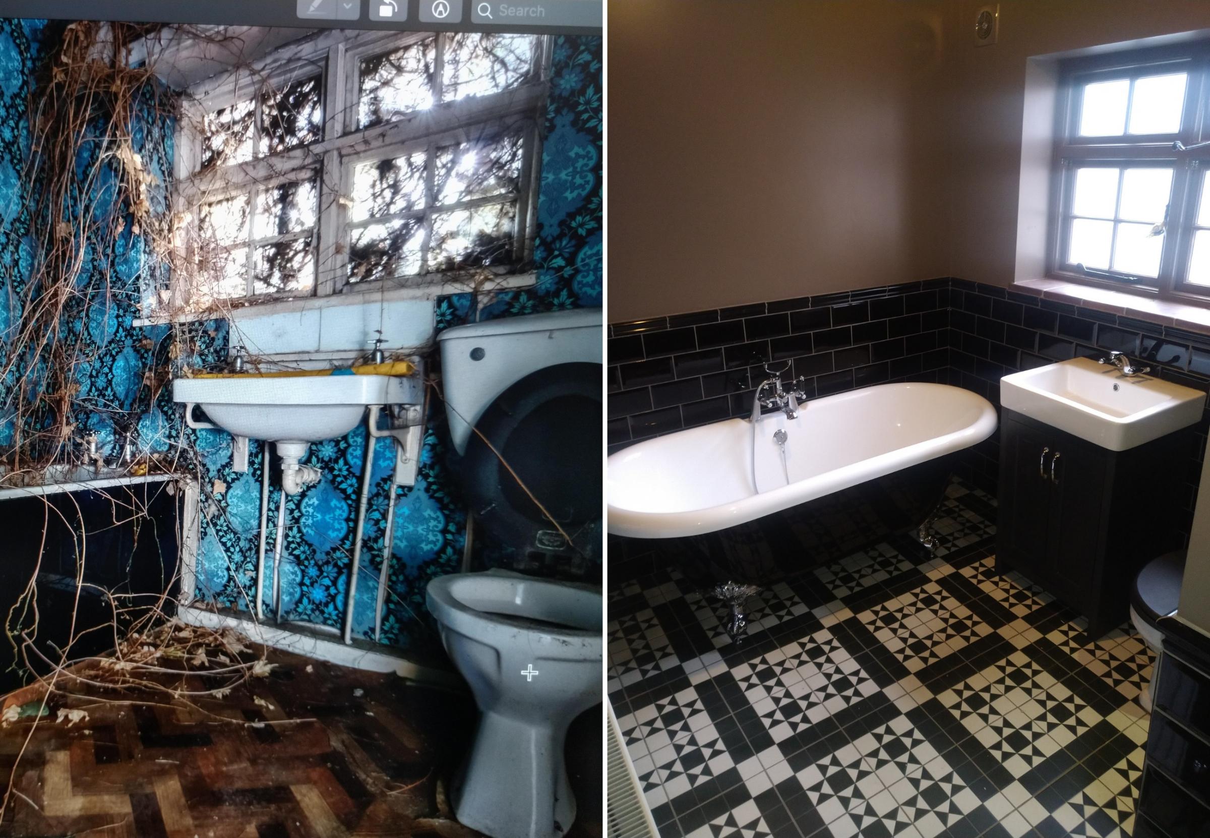 How the bathroom looked before and after