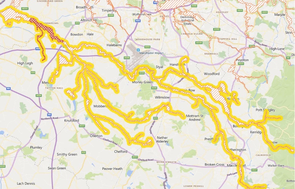 A flood alert has been issued for the River Bollin catchment in Knutsford and Wilmslow
