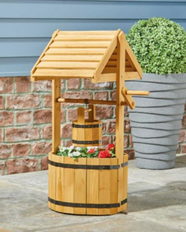 Knutsford Guardian: Natural Wooden Wishing Well Planter (Aldi)