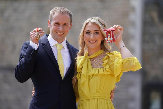 Sir Jason Kenny and Dame Laura Kenny after they received their Knight Bachelor and Dame Commander medals awarded by the Duke of Cambridge during an investiture ceremony at Windsor Castle. Pictures: Kirsty O'Connor/PA Wire