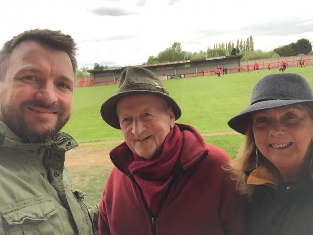 Knutsford Guardian: Grandad George with grandson Antony Lea and daughter Judy Lea watching the football