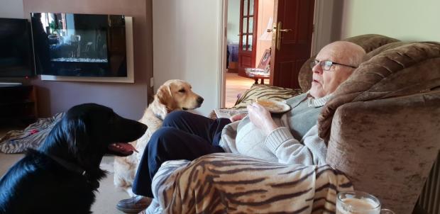 Knutsford Guardian: Ken Andrew with family dogs Daisy and Kitty