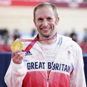 Great Britain's Jason Kenny celebrates with the gold medal in the Men's Keirin Finals to become the first Team GB athlete to win seven Olympic Gold Medals, at the Izu Velodrome on the sixteenth day of the Tokyo 2020 Olympic Games in Japan.