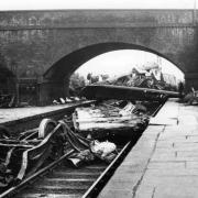 Remnants of the trains after the crash at Holmes Chapel