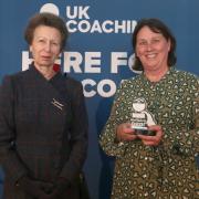 Princess Anne and hockey coach presents PE teacher Louise Broome with a prestigious accolade at the UK Coaching Awards 2021