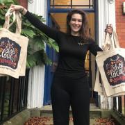 Harriet Henry of The Tea Room with the Shop Local Knutsford bags Picture: Sandra Curties