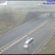 One lane is closed on the M6 northbound in Cheshire due to a broken down lorry Picture: Highways England